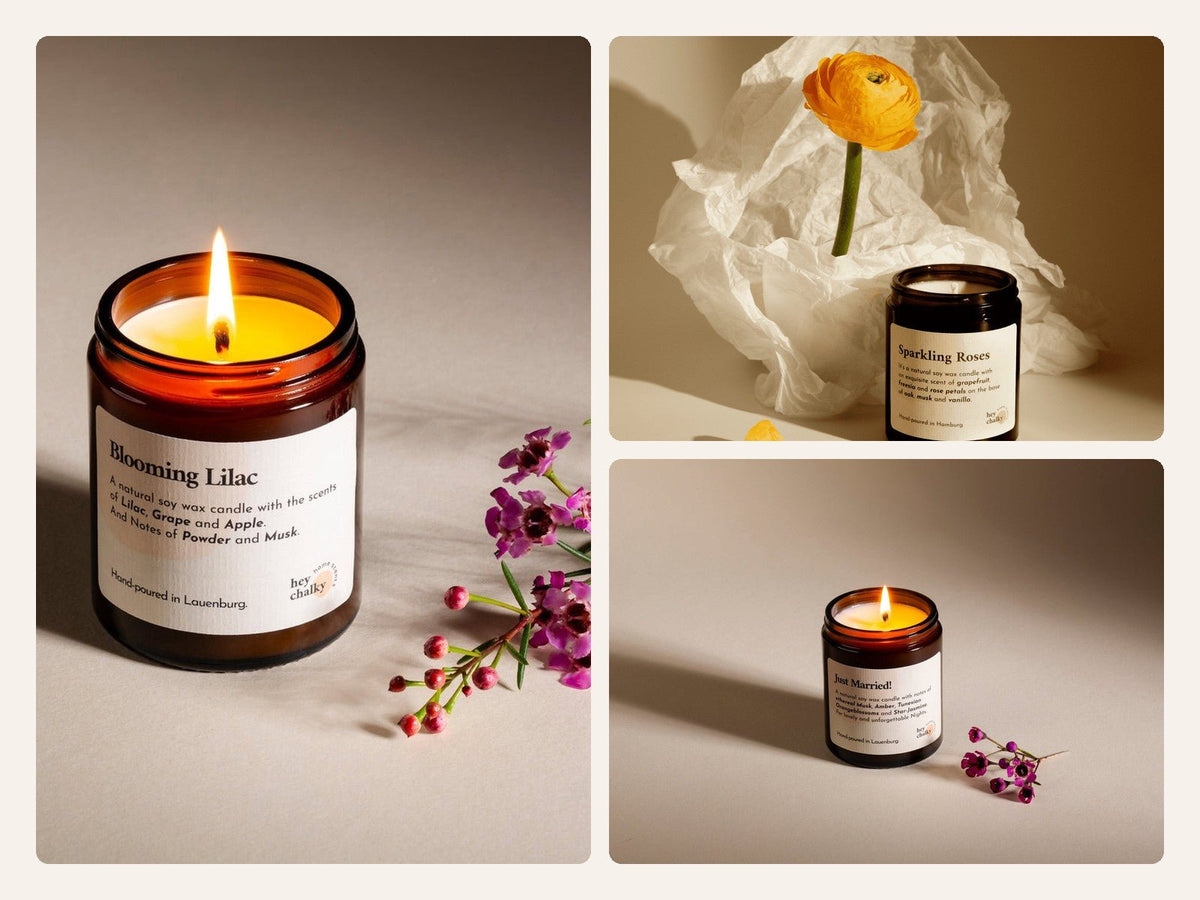 Blütenmomente – 3 florale Duftkerzen 155g - Konstleria