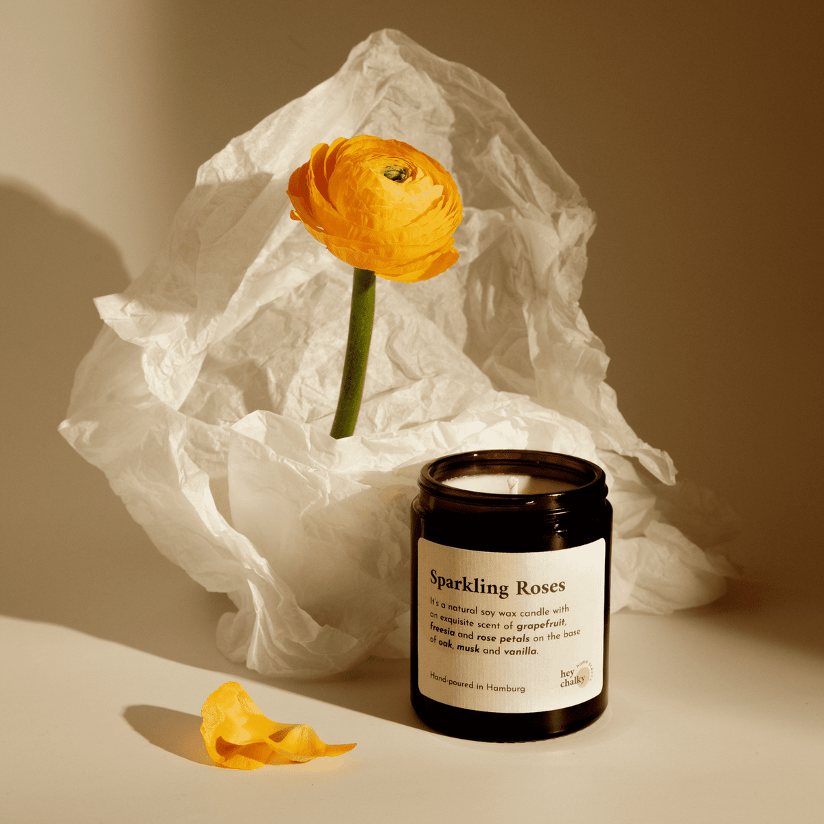 Duftkerze „Sparkling Roses“ | Rose & Bergamotte | Handgemacht | 155g - KONSTLERIA