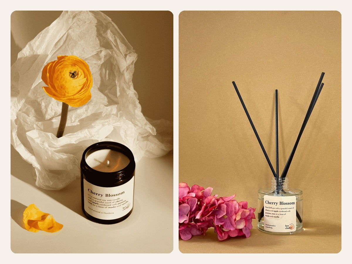 Raum & Flamme – Cherry Blossom Kerze & Reed Diffuser - KONSTLERIA